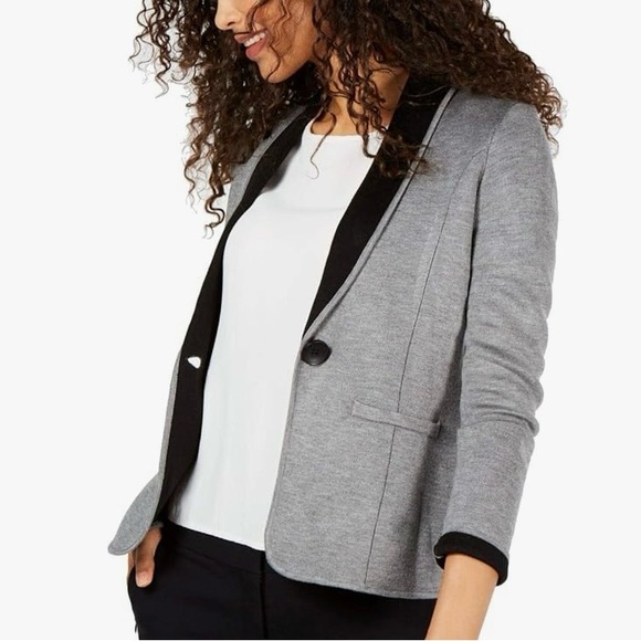 NINE WEST Women's One-Button Sweater Jacket Heather Grey & Black Size XS (2 - 4) - Picture 11 of 12
